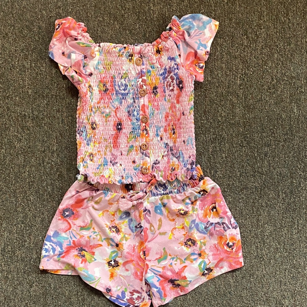 1st Kiss Girls Multicolor Floral Kids Shorts Set